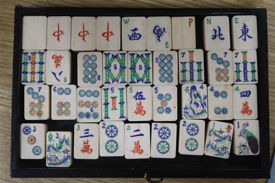 A Chinese lacquer mahjong set